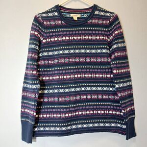Gh bass womens medium fairisle sweater spring summer cotton purple blue seasonal